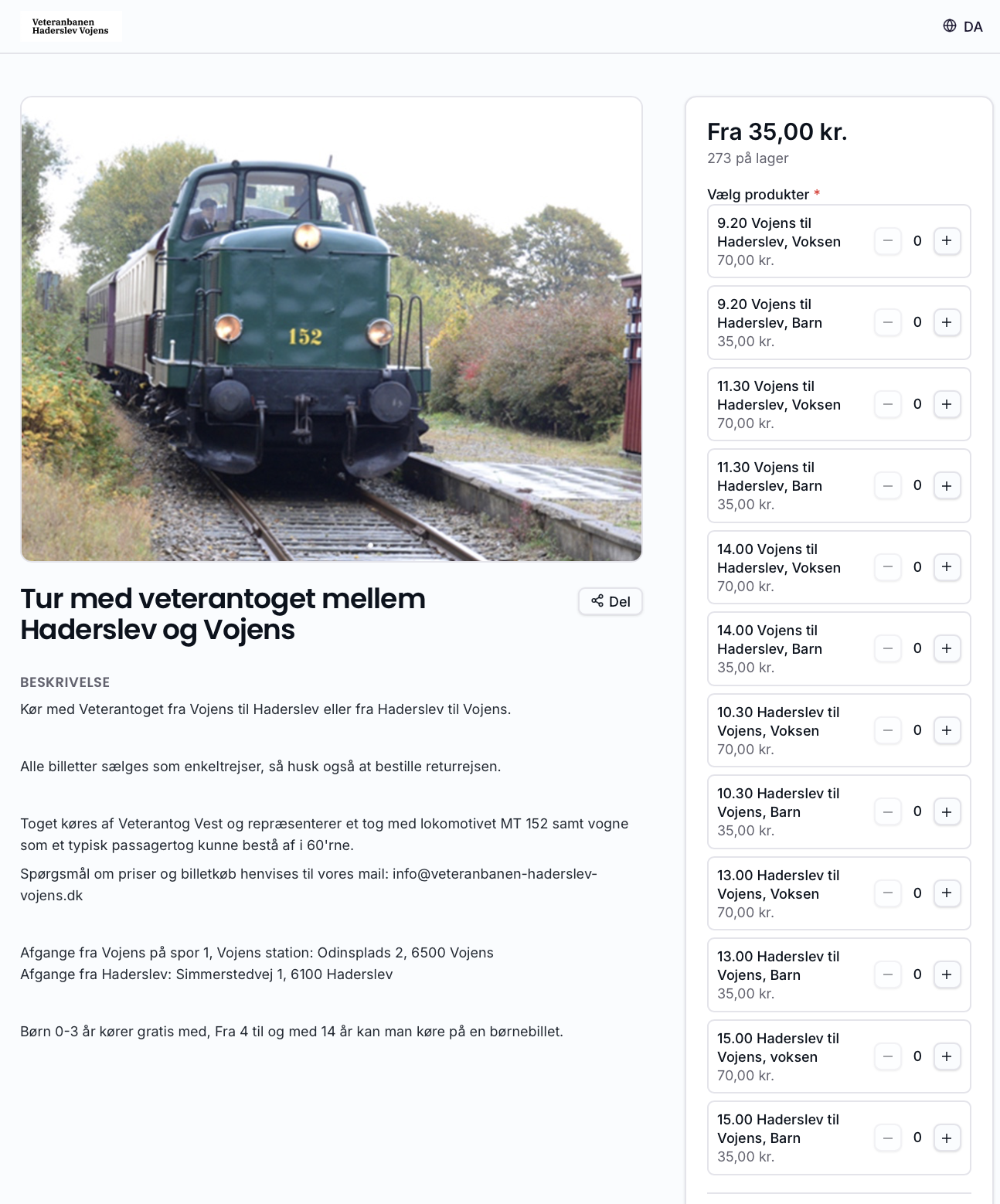 Veterantog med afgangstider